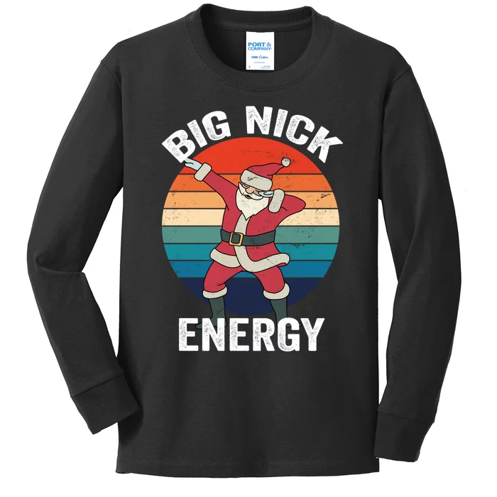 Big Nick Energy Dabbing Santa Christmas Kids Long Sleeve Shirt