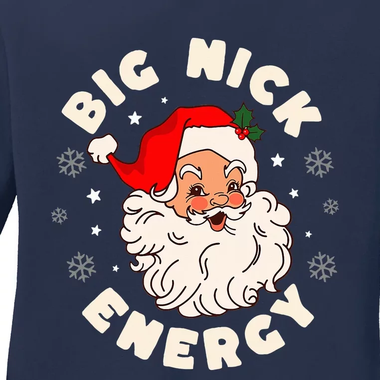 Big Nick Energy Santa Naughty Humor Christmas Ladies Long Sleeve Shirt