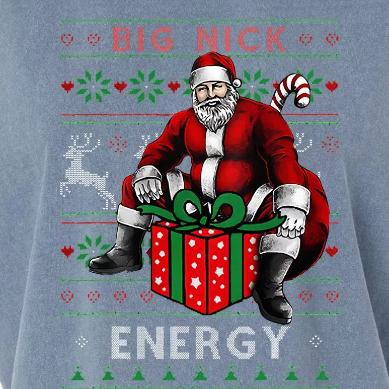 Big Nick Energy Funny Sarcastic Santa Ugly Christmas Sweater Garment-Dyed Women's Muscle Tee