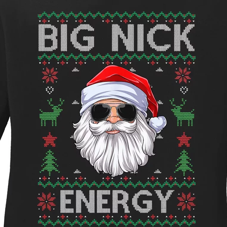 Big Nick Energy Santa Claus Ugly Christmas Sweater Ladies Long Sleeve Shirt