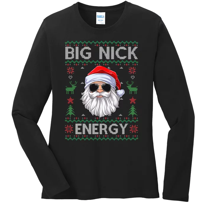 Big Nick Energy Santa Claus Ugly Christmas Sweater Ladies Long Sleeve Shirt