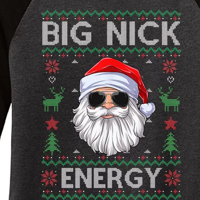 Big Nick Energy Santa Claus Ugly Christmas Sweater Women's Tri-Blend 3/4-Sleeve Raglan Shirt