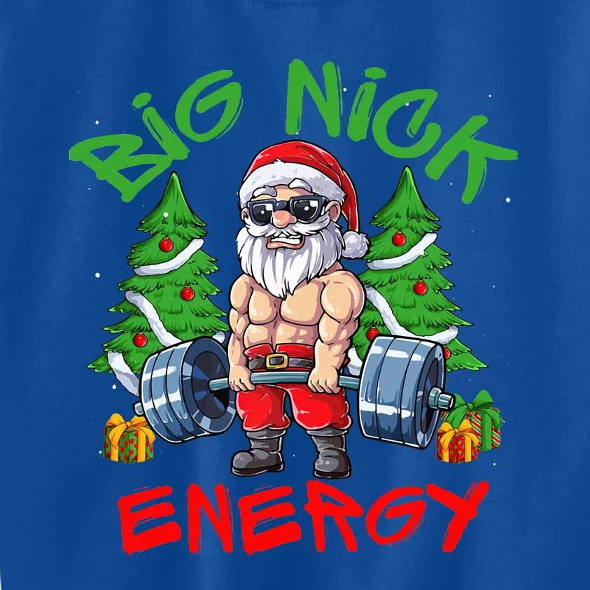 Big Nick Energy Santa Gym Fitness Weight Lifting Christmas Kids Sweatshirt