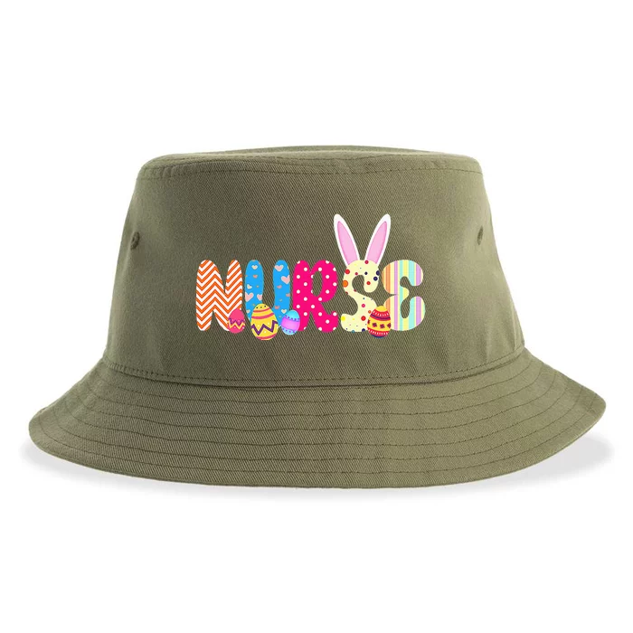 Bunny Nurse Funny Egg Easter Day Floral Women Sustainable Bucket Hat