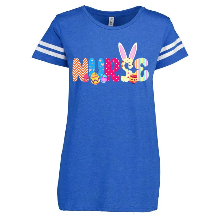 Bunny Nurse Funny Egg Easter Day Floral Women Enza Ladies Jersey Football T-Shirt