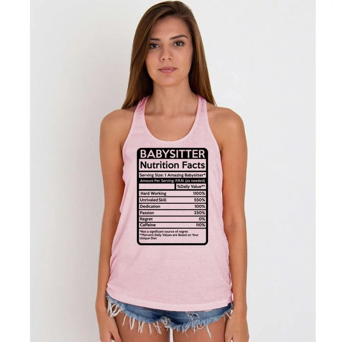 Babysitter Nutrition Facts Sitting Cool Gift Women's Knotted Racerback Tank