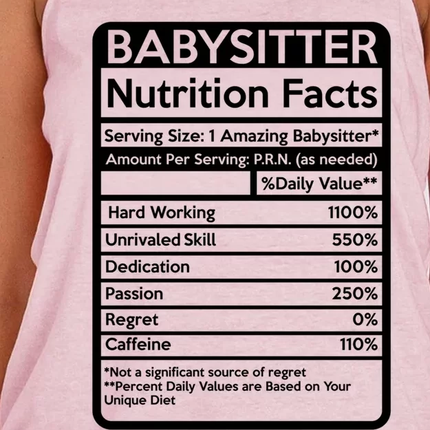 Babysitter Nutrition Facts Sitting Cool Gift Women's Knotted Racerback Tank