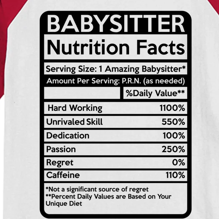 Babysitter Nutrition Facts Sitting Cool Gift Kids Colorblock Raglan Jersey