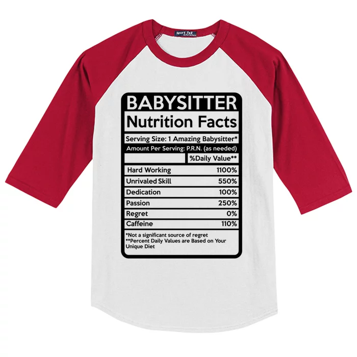 Babysitter Nutrition Facts Sitting Cool Gift Kids Colorblock Raglan Jersey