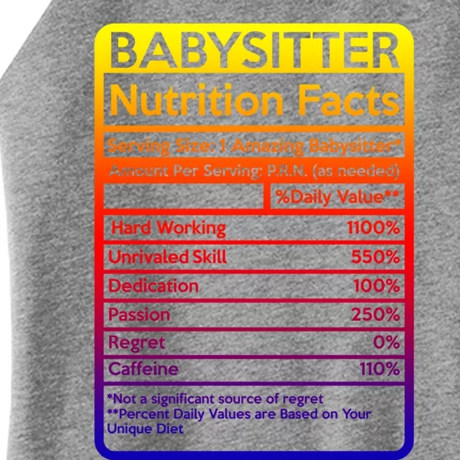 Babysitter Nutrition Facts Sitting Gift Women’s Perfect Tri Rocker Tank