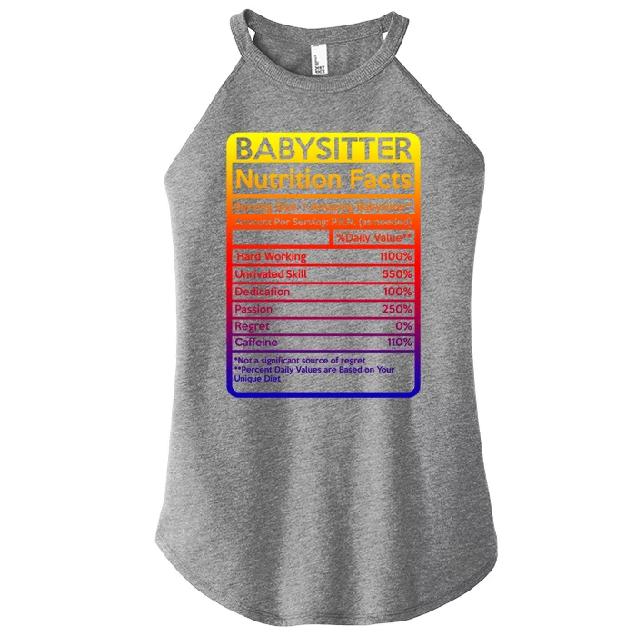 Babysitter Nutrition Facts Sitting Gift Women’s Perfect Tri Rocker Tank