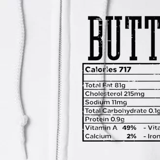 Butter Nutrition Facts Food Matching Family Full Zip Hoodie