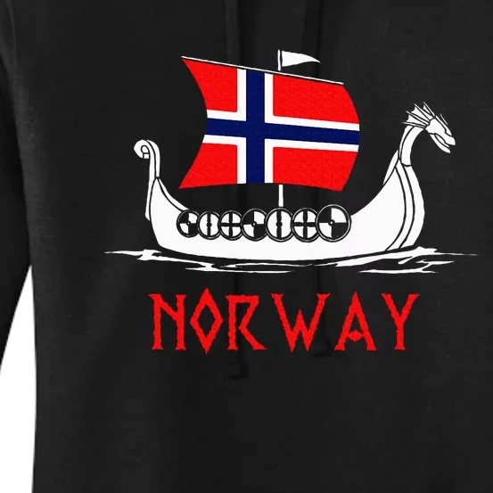 Boat Norwegian Flag Norway Viking Ship Norway Women's Pullover Hoodie