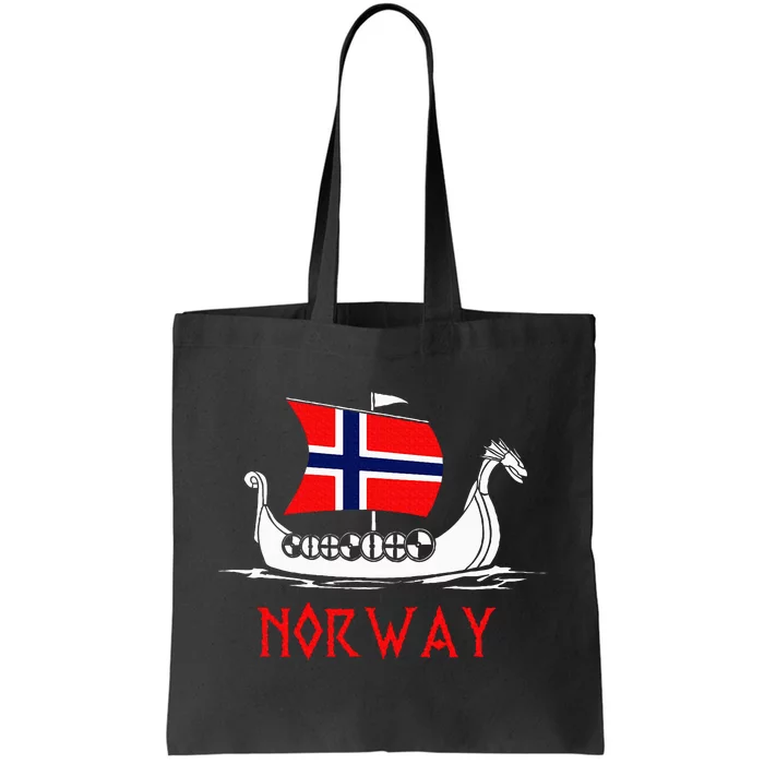 Boat Norwegian Flag Norway Viking Ship Norway Tote Bag