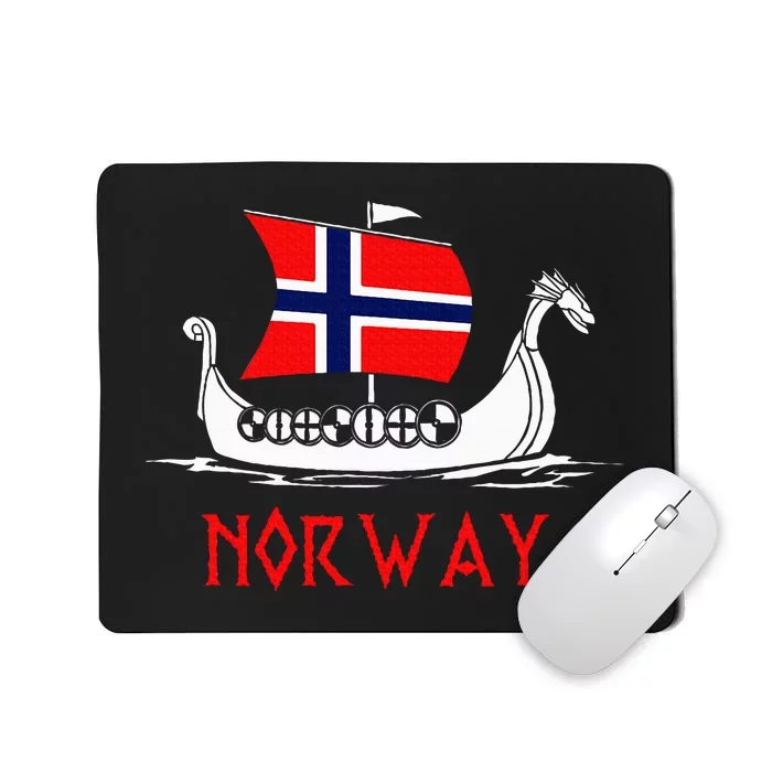 Boat Norwegian Flag Norway Viking Ship Norway Mousepad