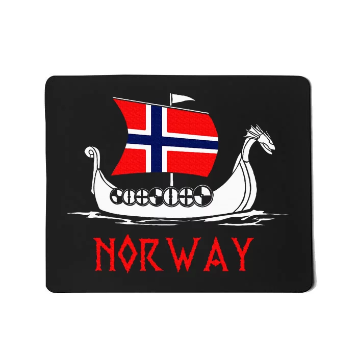 Boat Norwegian Flag Norway Viking Ship Norway Mousepad