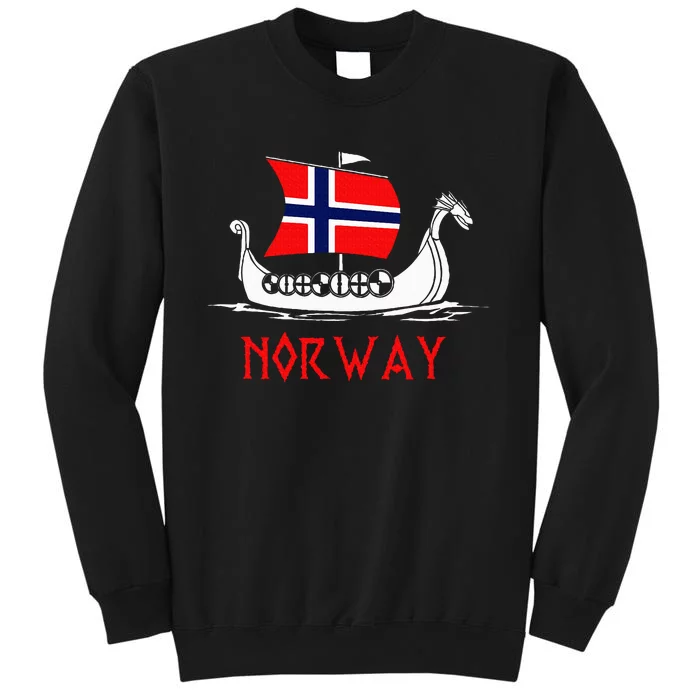 Boat Norwegian Flag Norway Viking Ship Norway Tall Sweatshirt