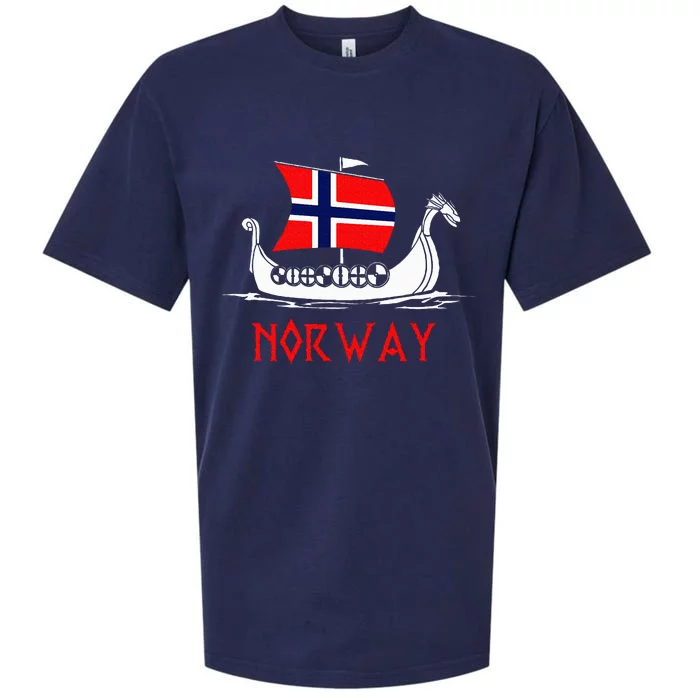 Boat Norwegian Flag Norway Viking Ship Norway Sueded Cloud Jersey T-Shirt