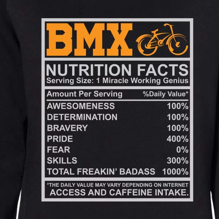 BMX Nutrition Facts Gift Cycling Womens California Wash Sweatshirt