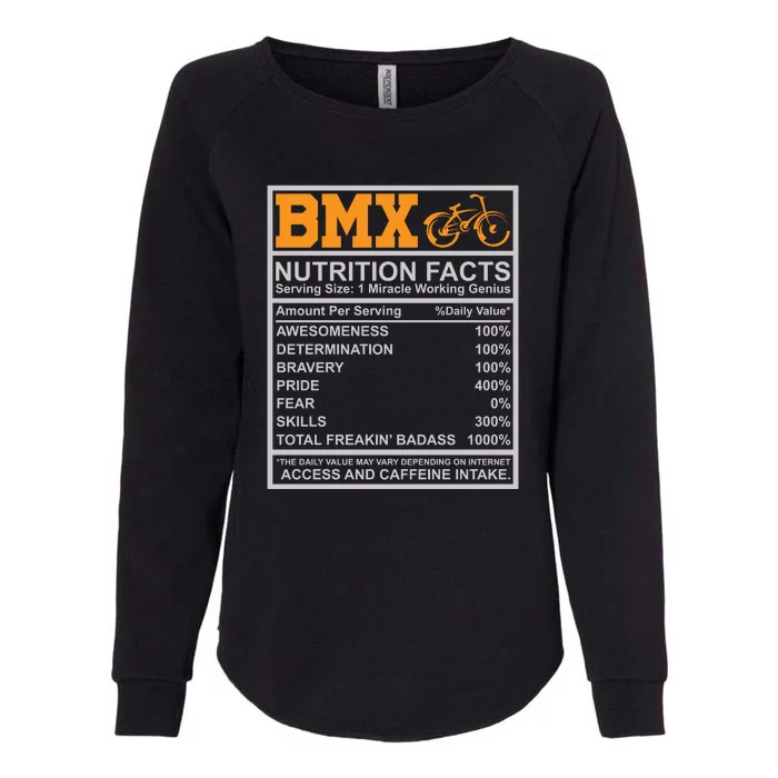 BMX Nutrition Facts Gift Cycling Womens California Wash Sweatshirt