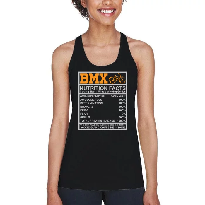 BMX Nutrition Facts Gift Cycling Women's Racerback Tank