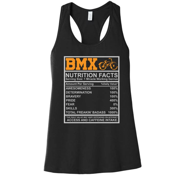 BMX Nutrition Facts Gift Cycling Women's Racerback Tank