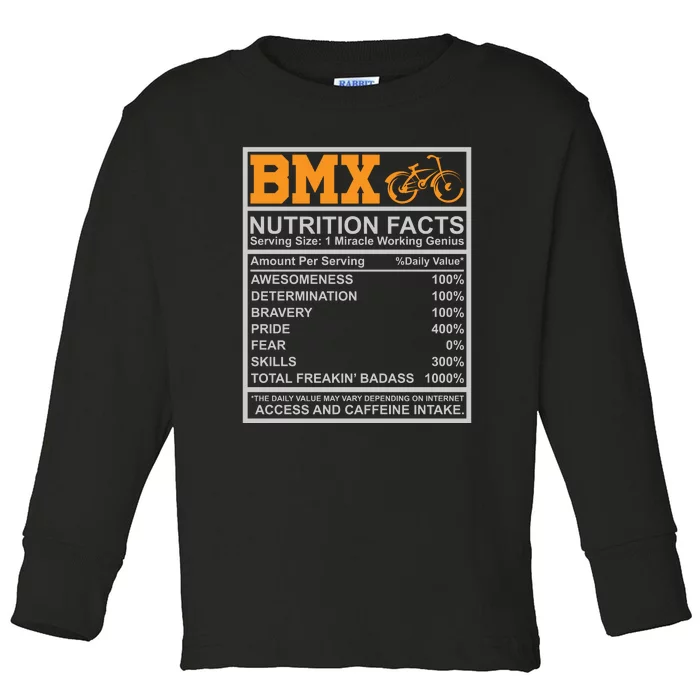 BMX Nutrition Facts Gift Cycling Toddler Long Sleeve Shirt