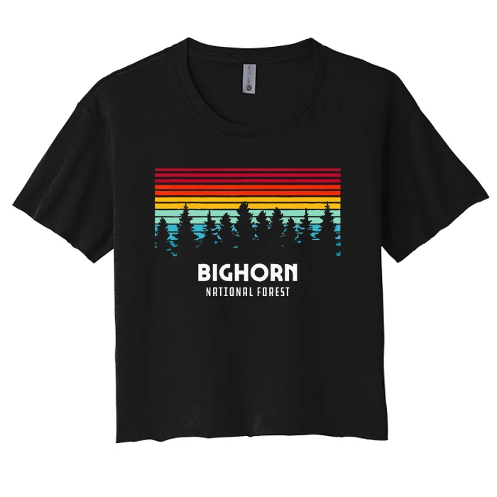 Bighorn National Forest Wyoming Retro Outdoor Adventure Women's Crop Top Tee