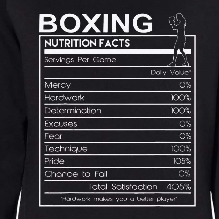 Boxing Nutrition Facts Sarcastic Cool Boxer Girl Womens California Wash Sweatshirt