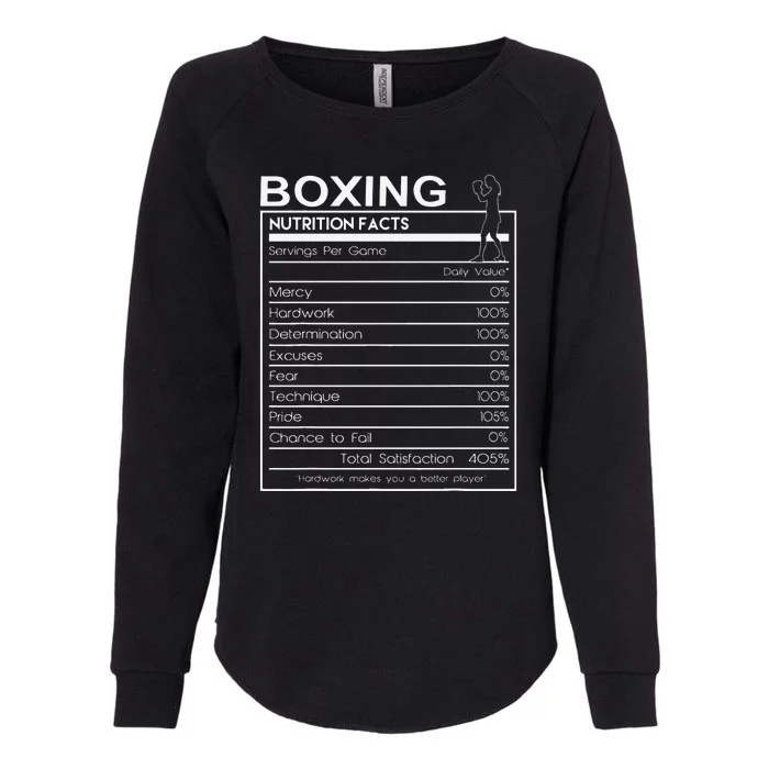 Boxing Nutrition Facts Sarcastic Cool Boxer Girl Womens California Wash Sweatshirt