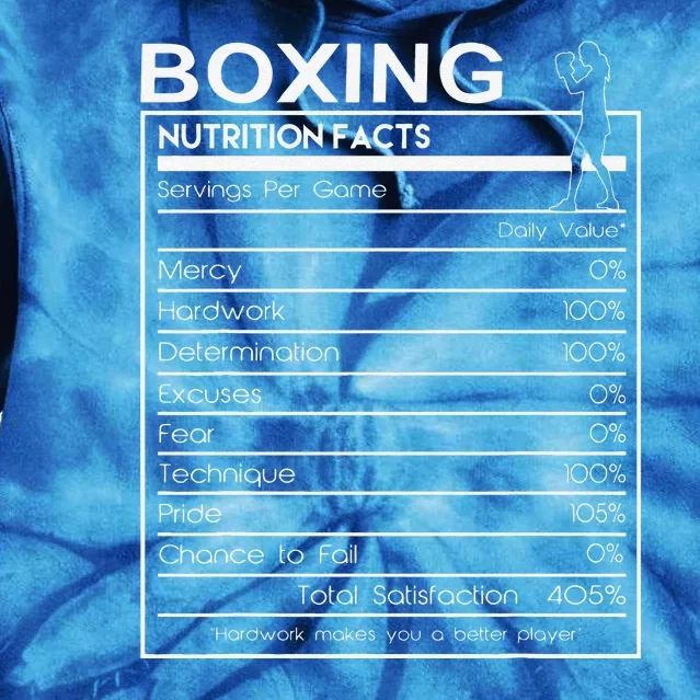 Boxing Nutrition Facts Sarcastic Cool Boxer Girl Tie Dye Hoodie