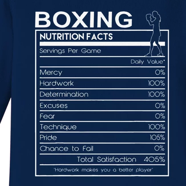 Boxing Nutrition Facts Sarcastic Cool Boxer Girl Baby Long Sleeve Bodysuit