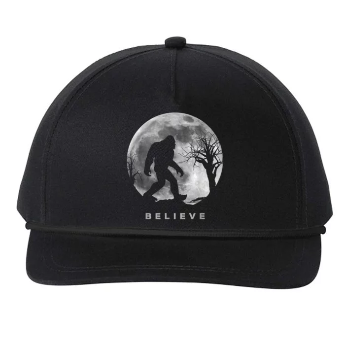 Bigfoot Night Full Moon I Believe Sasquatch Men Kids Snapback Five-Panel Rope Hat