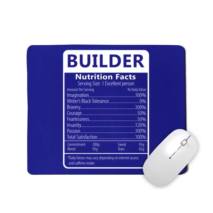 Builder Nutrition Facts Sarcastic Graphic Gift Mousepad