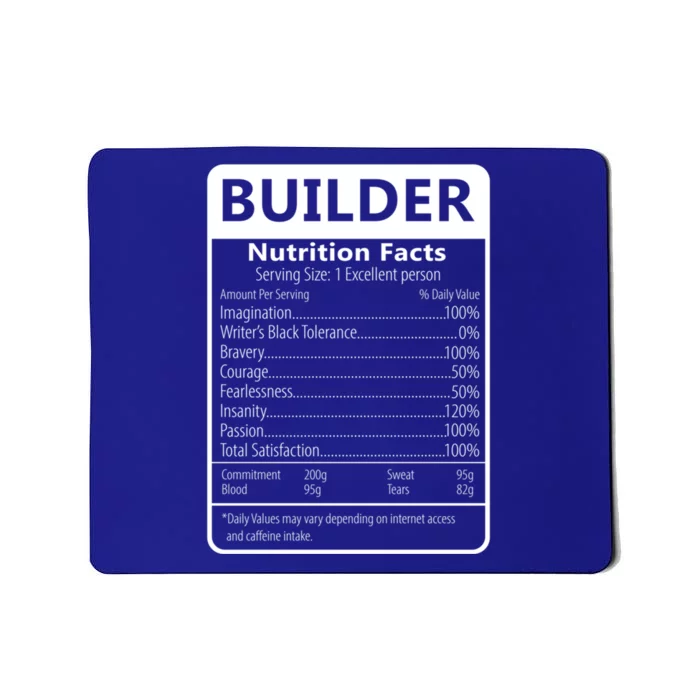 Builder Nutrition Facts Sarcastic Graphic Gift Mousepad