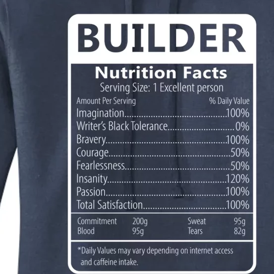 Builder Nutrition Facts Sarcastic Graphic Gift Women's Pullover Hoodie