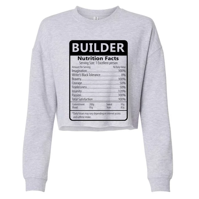 Builder Nutrition Facts Sarcastic Graphic Gift Cropped Pullover Crew