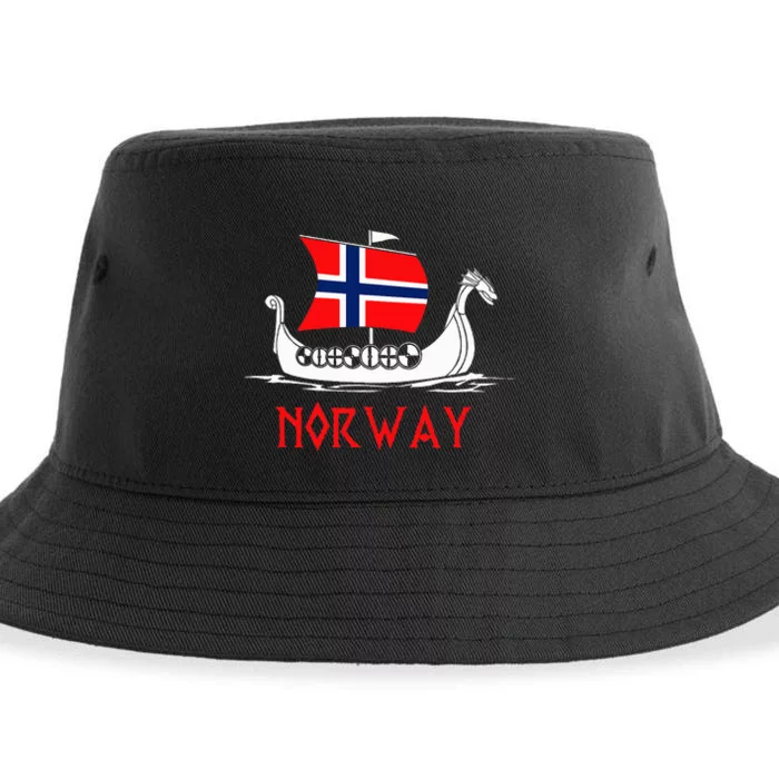 Boat Norwegian Flag Norway Viking Ship Norway Sustainable Bucket Hat