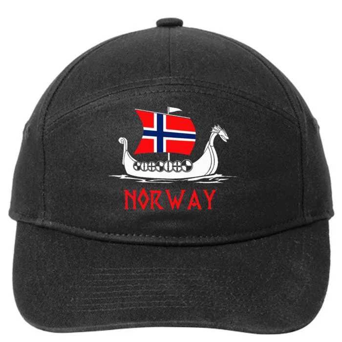 Boat Norwegian Flag Norway Viking Ship Norway 7-Panel Snapback Hat