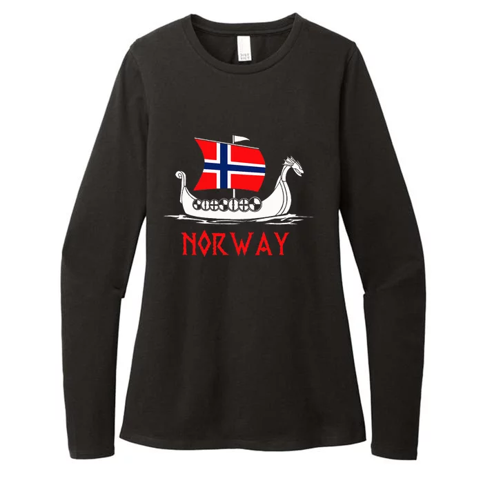 Boat Norwegian Flag Norway Viking Ship Norway Womens CVC Long Sleeve Shirt