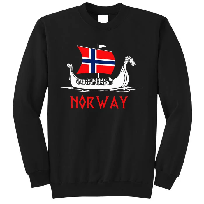 Boat Norwegian Flag Norway Viking Ship Norway Tall Sweatshirt