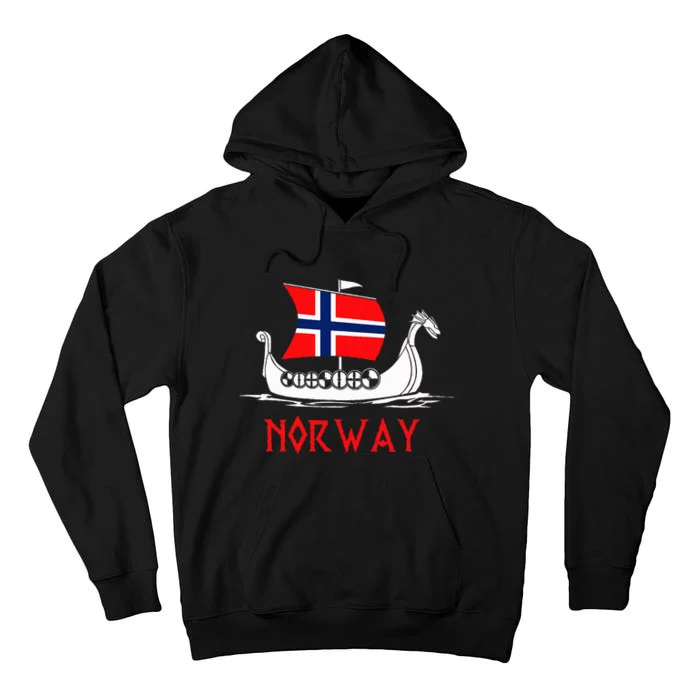 Boat Norwegian Flag Norway Viking Ship Norway Tall Hoodie