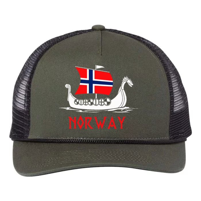 Boat Norwegian Flag Norway Viking Ship Norway Retro Rope Trucker Hat Cap