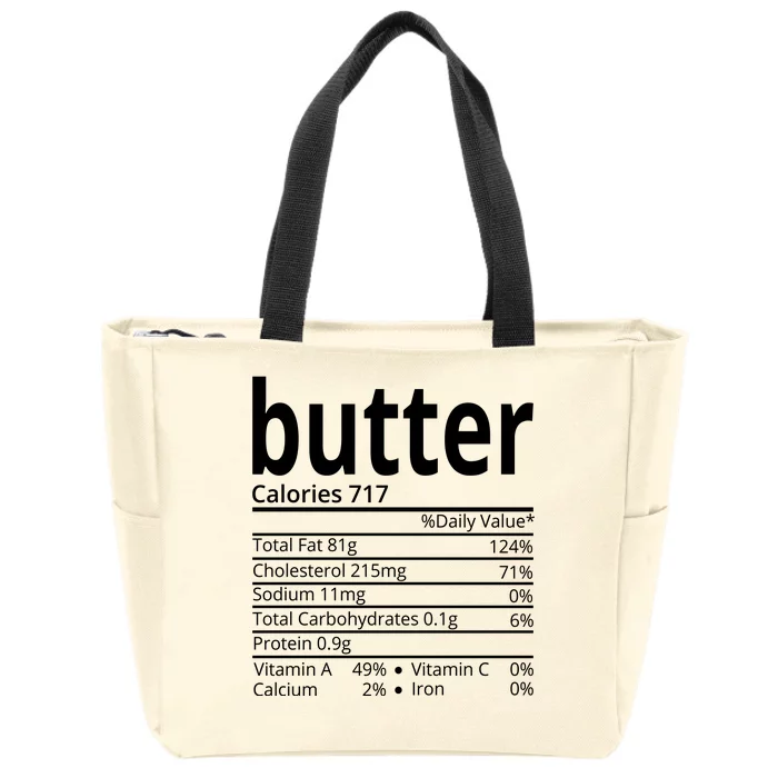 Butter Nutritional Facts Thanksgiving Matching Family Costume Zip Tote Bag