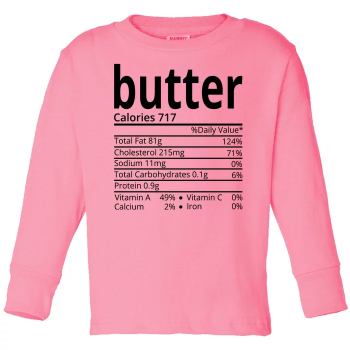 Butter Nutritional Facts Thanksgiving Matching Family Costume Toddler Long Sleeve Shirt