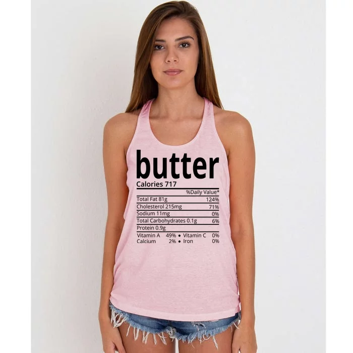 Butter Nutritional Facts Thanksgiving Matching Family Costume Women's Knotted Racerback Tank