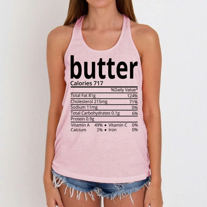 Butter Nutritional Facts Thanksgiving Matching Family Costume Women's Knotted Racerback Tank