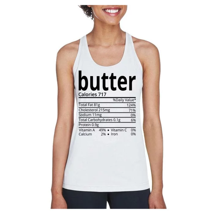 Butter Nutritional Facts Thanksgiving Matching Family Costume Women's Racerback Tank