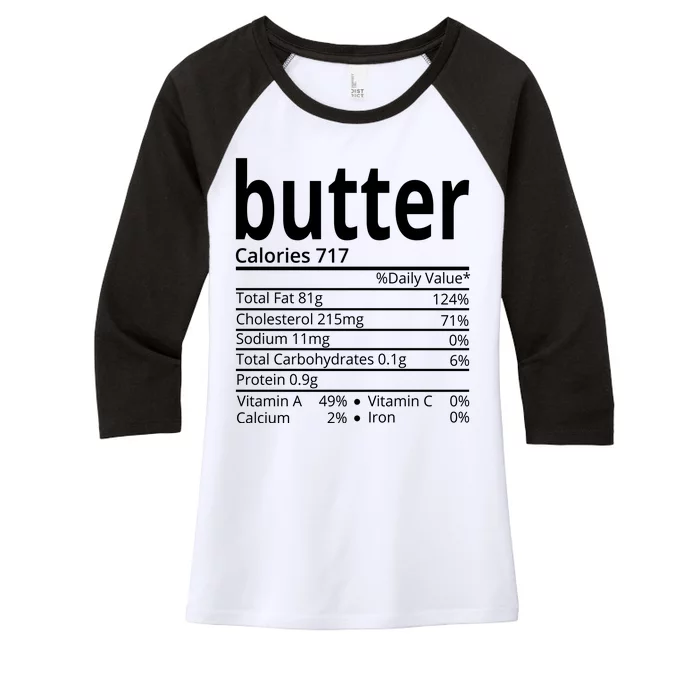 Butter Nutritional Facts Thanksgiving Matching Family Costume Women's Tri-Blend 3/4-Sleeve Raglan Shirt