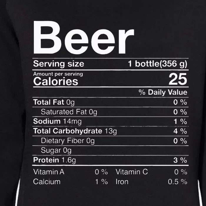 Beer Nutrition Facts Thanksgiving Gifts Drinking Costume Womens California Wash Sweatshirt